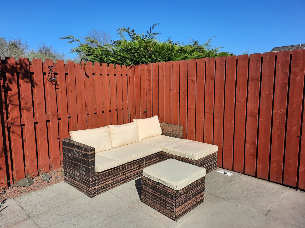 This garden sofa comes with six nice comfy cushions which can easily be removed and washed creating an excellent area to relax in the sun with your feet up. Garden furniture assembly by Flat Pack Happy.